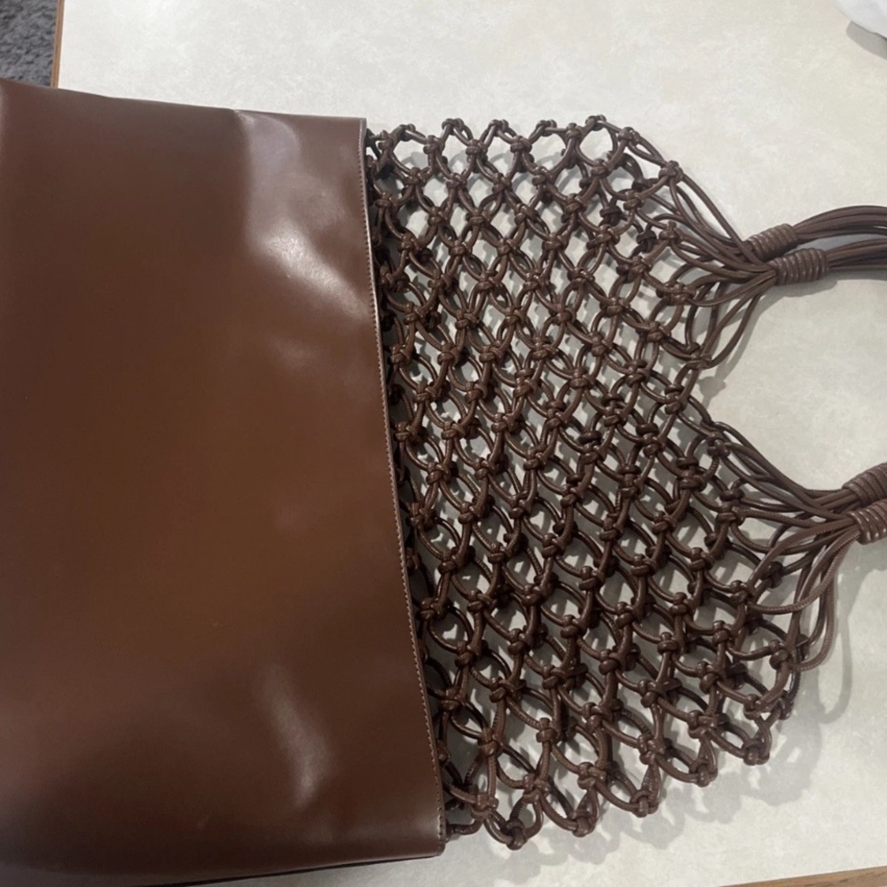 Stella McCartney Brown Perforated Logo Macrame Tote - Picture 2 of 5